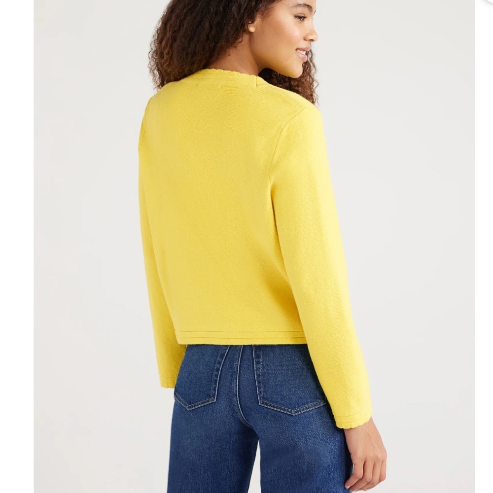 Free Assembly Women’s Long Sleeve Cardigan Sweater Chest Pockets Sunny Yellow S - Picture 3 of 9